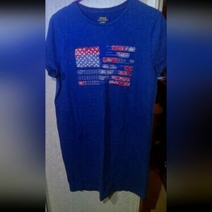 Polo TeeShirt Dress with American Flag